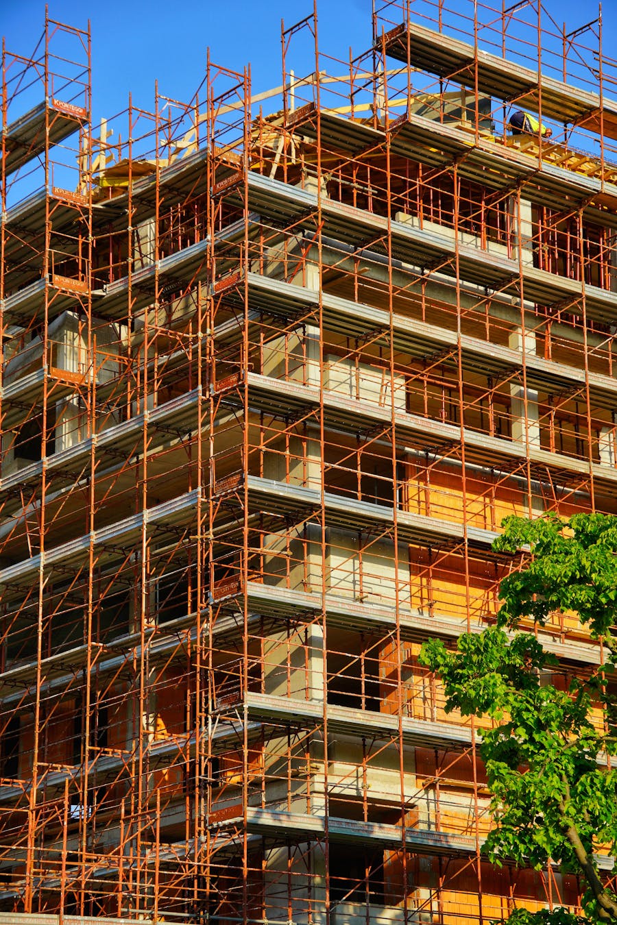 Infrastructure construction site with scaffolding